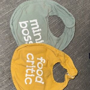 Mini Boss and Food Critic Bib Set - Green and Yellow